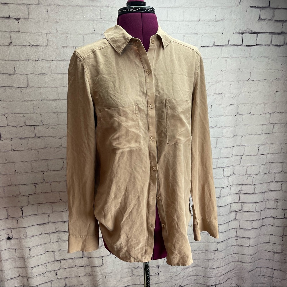 Trouvé size small long sleeve button down silk shirt